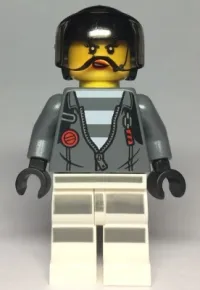 LEGO Sky Police - Jail Prisoner Jacket over Prison Stripes, Female, Black Helmet minifigure
