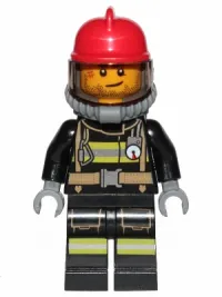 LEGO Fire - Reflective Stripes, Stubble Beard, Red Helmet, Breathing Neck Gear with Blue Air Tanks minifigure