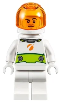 LEGO Astronaut - Male, White Spacesuit with Lime Belt, Trans Orange Large Visor, Stubble and Smirk minifigure