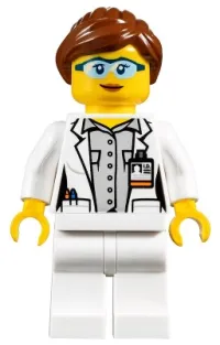 LEGO Scientist - Female, Blue Goggles and White Legs minifigure