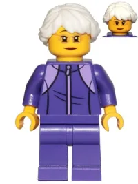 LEGO Grandmother - Dark Purple Tracksuit, White Hair, Glasses minifigure