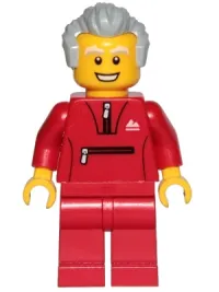LEGO Grandfather - Red Tracksuit, Light Bluish Gray Hair minifigure