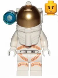 LEGO Astronaut - Male, White Spacesuit with Orange Lines, Side Lamp, Smirk and Cheek Lines minifigure