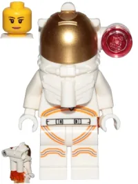 LEGO Astronaut - Female, White Spacesuit with Orange Lines, Side Lamp, Smile minifigure