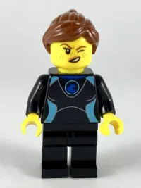 LEGO Surfer - Female, Black Wetsuit with Medium Azure Trim, Reddish Brown Hair minifigure