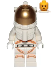 LEGO Astronaut - Male, White Spacesuit with Orange Lines, Smirk, Cheek Lines, Black and Dark Tan Eyebrows minifigure