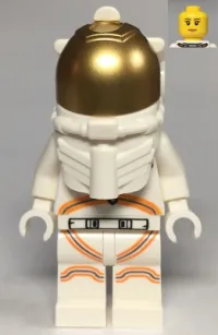 LEGO Astronaut - Female, White Spacesuit with Orange Lines, Closed Mouth Smile minifigure
