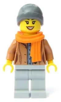 LEGO Customer - Female, Medium Nougat Jacket, Scarf, Ski Beanie Hat minifigure