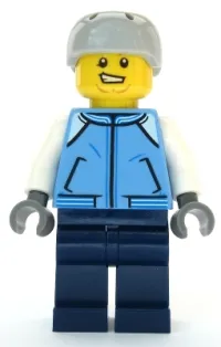 LEGO Snowboarder - Male, Medium Blue Jacket, Light Bluish Gray Sports Helmet minifigure