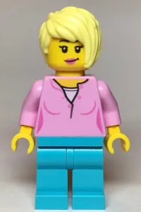 LEGO Female, Bright Pink Top, Medium Azure Legs minifigure