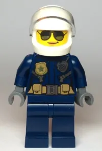 LEGO Police - City Motorcyclist Female, Silver Sunglasses, Trans-Clear Visor minifigure
