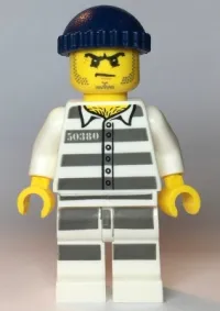 LEGO Police - Jail Prisoner 50380 Prison Stripes, Stubble, Dark Blue Knit Cap minifigure