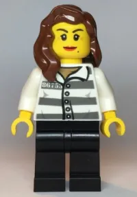 LEGO Police - Jail Prisoner 86753 Prison Stripes, Female, Reddish Brown Female Hair over Shoulder minifigure