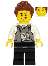 LEGO Police - Security Officer, Black Legs, Brown Hair minifigure