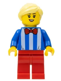 LEGO Ice Cream Vendor - Female, Red Legs, Bright Light Yellow Hair minifigure