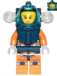 LEGO Deep Sea Diver - Female, Dark Blue Helmet, Side Lamps, Smirk / Left Eye Squinted minifigure