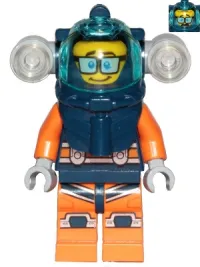 LEGO Deep Sea Diver - Male, Dark Blue Helmet, Side Lamps, Glasses, Smile / Shocked minifigure