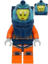 LEGO Deep Sea Diver - Female, Dark Blue Helmet, Pensive Smile / Scared minifigure