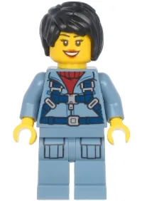 LEGO Ocean Mini-Submarine Pilot - Female, Harness, Sand Blue Legs with Pockets, Black Hair minifigure