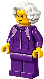 LEGO Plane Passenger - Grandmother, Dark Purple Tracksuit, White Wavy Hair, Glasses minifigure