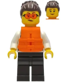 LEGO Police - Officer Gracie Goodhart, Dark Blue Vest, Orange Life Jacket minifigure