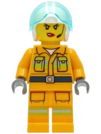 LEGO Fire - Reflective Stripes, Bright Light Orange Suit, White Helmet, Headset minifigure
