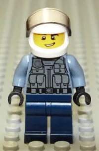 LEGO Police Officer - Sand Blue Police Jacket, Dark Blue Legs, White Helmet minifigure