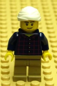LEGO Patient - Head Bandage, Plaid Button Shirt, Dark Tan Legs minifigure