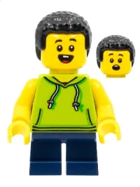 LEGO Boy, Lime Hoodie and Dark Blue Legs minifigure
