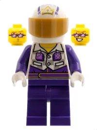 LEGO Stuntz Driver, Selfie Stunt, Gold Crown Helmet, Purple Legs minifigure