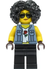 LEGO Stuntz Driver, Black Hair, Sand Blue Denim Jacket, Black Legs minifigure