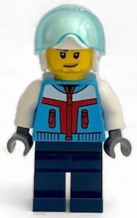 LEGO Stunt Plane Pilot - Dark Azure Jacket, Dark Blue Legs, White Helmet minifigure