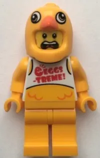 LEGO Stuntz Driver, Bright Light Orange Chicken Head Helmet, White Tank Top with 'EGGS-TREME!', Bright Light Orange Legs minifigure