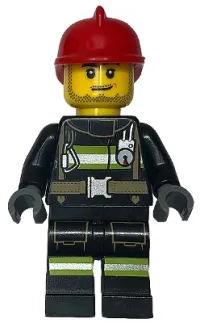 LEGO Fire - Reflective Stripes with Utility Belt, Red Fire Helmet, Male Smirk minifigure
