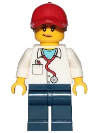 LEGO Personal Trainer - Female, Red Ball Cap with Reddish Brown Ponytail minifigure