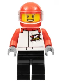 LEGO Motorcycle Driver - Red Helmet, Black Legs, Red Arms minifigure