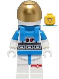 LEGO Lunar Research Astronaut - Female, White and Dark Azure Suit, White Helmet, Metallic Gold Visor, Peach Lips Smile minifigure