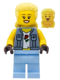 LEGO Stuntz Spectator - Bright Light Yellow Mullet, Sand Blue Vest over Rose Shirt, Bright Light Blue Legs minifigure