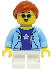 LEGO Stuntz Spectator - Child, Bright Light Blue Jacket, White Short Legs, Dark Orange Hair minifigure