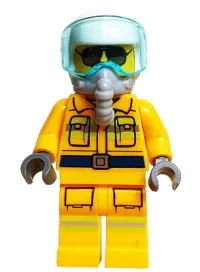 LEGO Fire - Reflective Stripes, Bright Light Orange Suit, White Helmet, Breathing Apparatus, Sunglasses minifigure