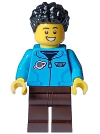 LEGO Male - Dark Azure Jacket, Dark Brown Legs, Hearing Aid, Black Hair minifigure