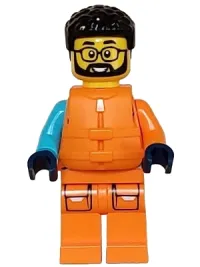 LEGO Arctic Explorer - Male, Shoulder Bag, Glasses, Black Hair, Orange Life Jacket minifigure