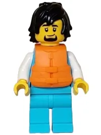 LEGO Arctic Explorer - Male, Stethoscope, Medium Azure Legs, Black Hair, Orange Life Jacket minifigure
