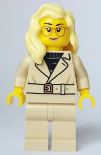 LEGO Tourist - Female, Tan Jacket and Legs, Bright Light Yellow Hair, Glasses minifigure