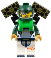 LEGO Astronaut - Male, Dark Green Helmet, Bright Green Backpack with Solar Panels, White Space Suit with Dark Green Arms minifigure