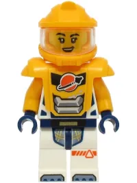 LEGO Astronaut - Female, White Spacesuit with Bright Light Orange Arms, Bright Light Orange Helmet, Bright Light Orange Armor minifigure