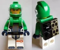 LEGO Astronaut - Female, Bright Green Helmet, Bright Green Backpack with Solar Panel and Plate with Clip, White Space Suit with Bright Green Arms set