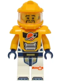 LEGO Astronaut - Male, White Spacesuit with Bright Light Orange Arms, Bright Light Orange Helmet, Bright Light Orange Armor minifigure