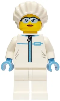 LEGO Police - City Forensic Detective Female, White Safety Jumpsuit, Safety Glasses minifigure