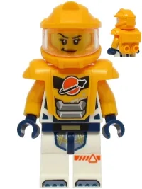 LEGO Astronaut - Female, White Spacesuit with Bright Light Orange Arms, Bright Light Orange Helmet, Bright Light Orange Armor with Ingot set